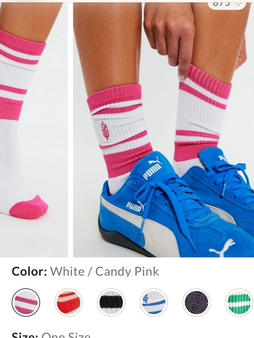 Free People Spring Break Prep Tube Socks - White & Pink NWT